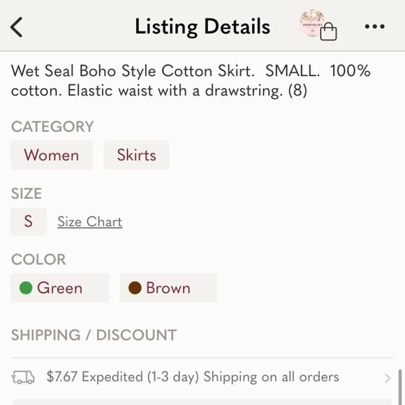 Wet Seal Boho Style Cotton Skirt SMALL - Picture 6 of 6